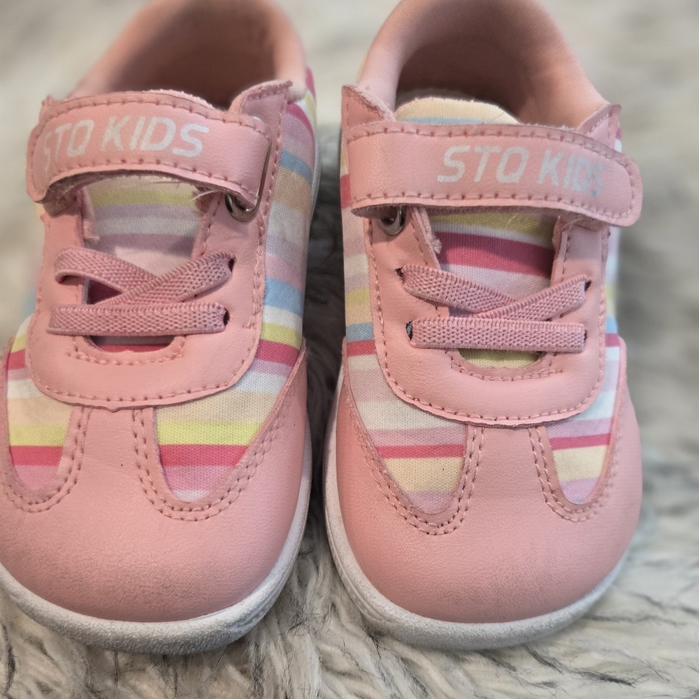 Stride Rite Pink Pastel Striped Kids Sneakers